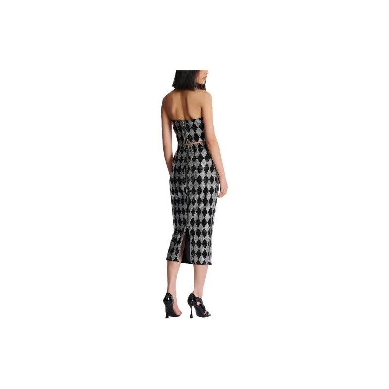 BALMAIN Rhinestone embellished Midi Skirt-2