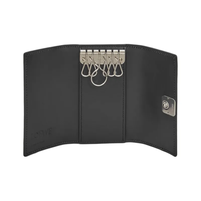 LOEWE Anagram Pebble Texture Calfskin Key Pouch Regular Women's Black-3