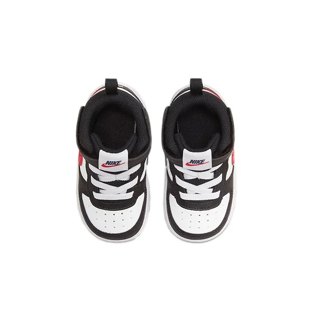 Nike Mid 2 Anti Slip Wear Resistant High Top Skateboard Shoes Black White Red Infant And Toddler-3