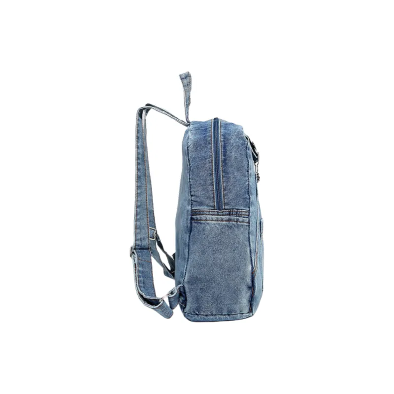 NOMK Denim Backpack Handbag Women's Blue-3