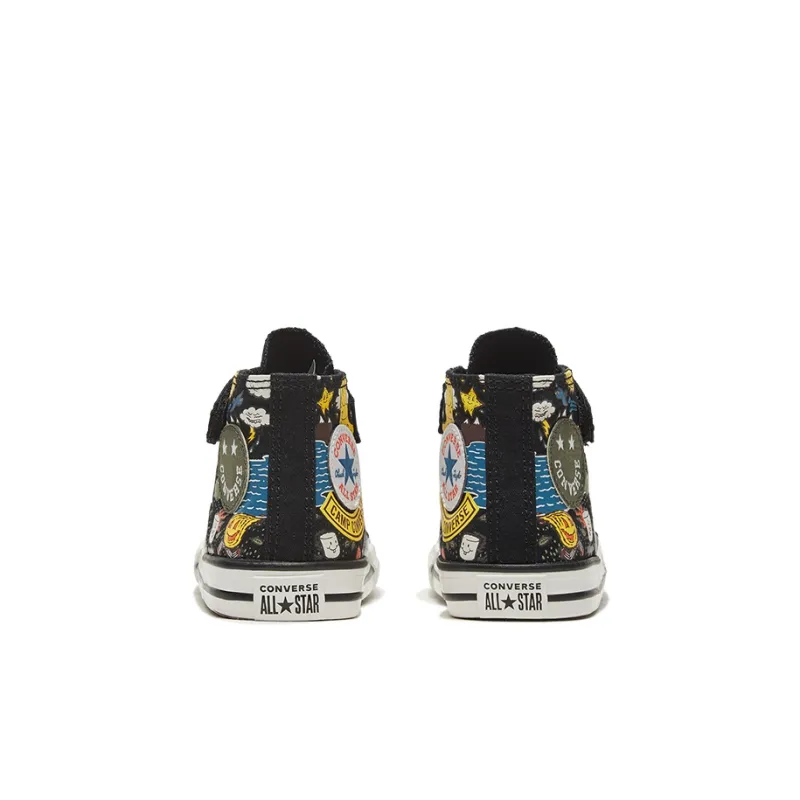 Converse Chuck Taylor All Star 1V Cartoon Print Anti-Slip Wear-Resistant High-Top Canvas Shoes Black Infant And Toddler-3