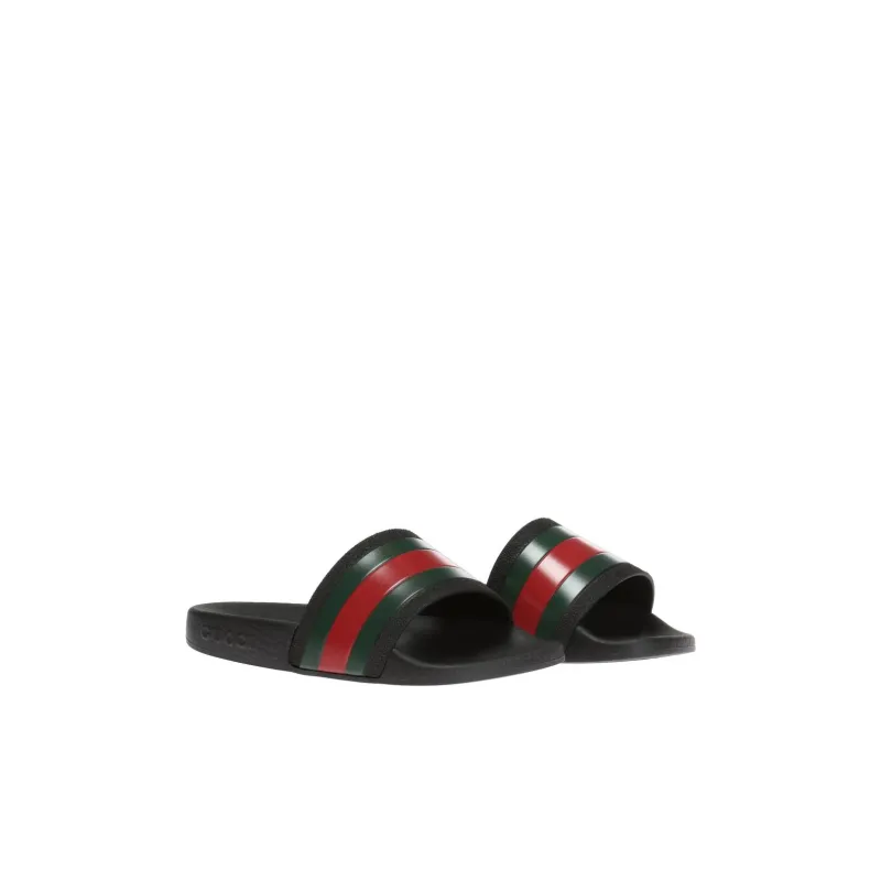 GUCCI CHILDREN'S RUBBER SLIDES WITH WEB-1