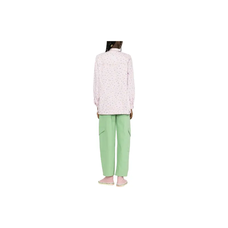 GANNI Print Denim Oversized Jacket 'Pink'-2