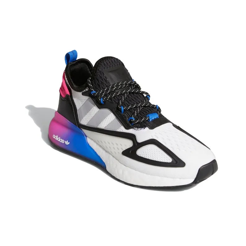 Adidas Originals ZX 2K Boost J Abrasion Resistant Low Top Sports Casual Shoes Black Pink Blue Teenagers-2