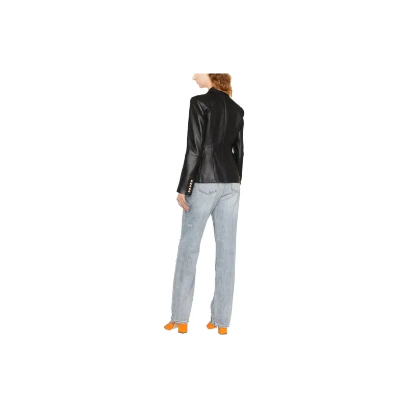 BALMAIN Double breasted Leather Blazer-1