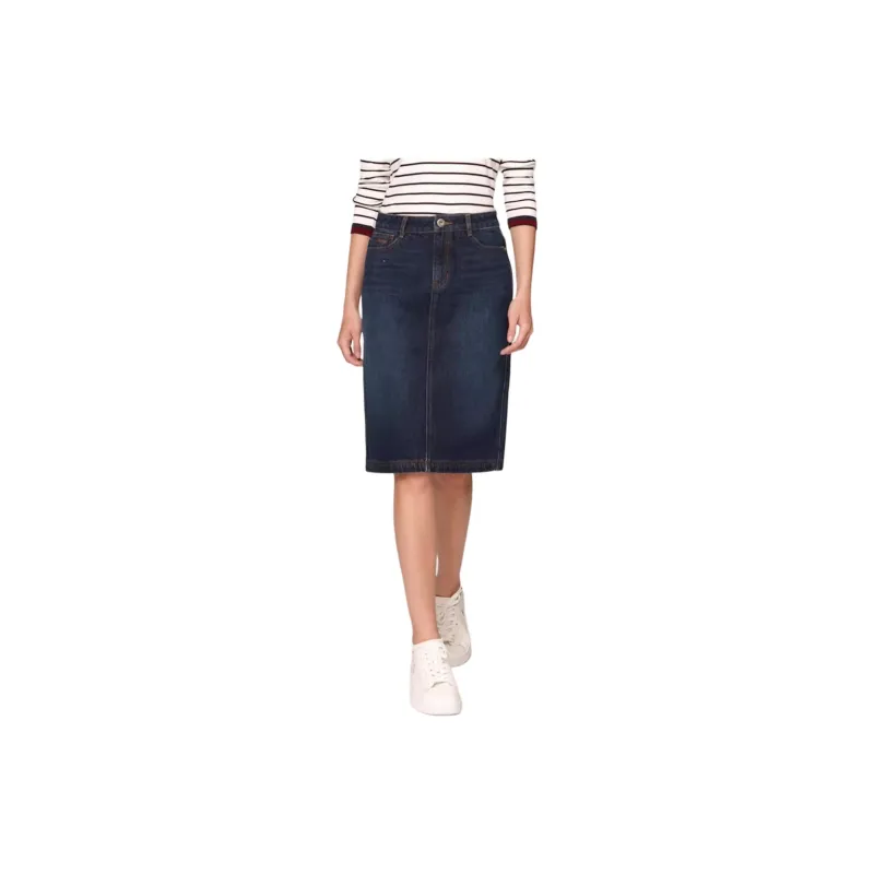 HAZZYS Denim Long Skirts Women's Navy Blue-2