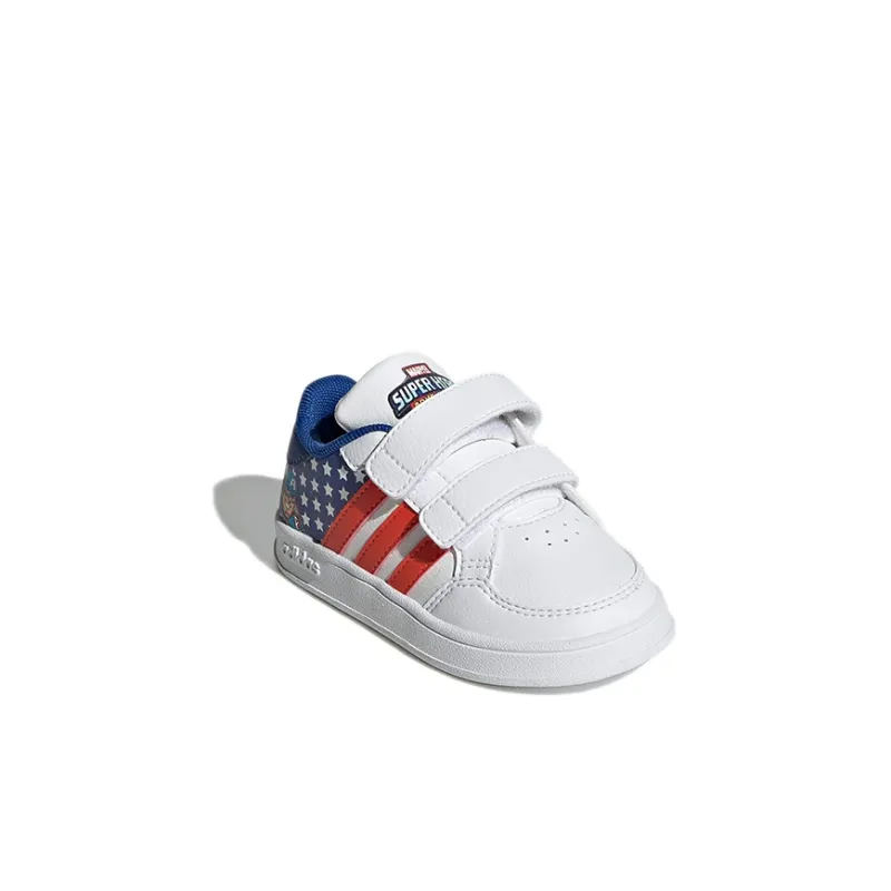 Adidas Neo Breaknet Abrasion Resistant Low Top Toddler Shoes White Red Blue Infant And Toddler-2