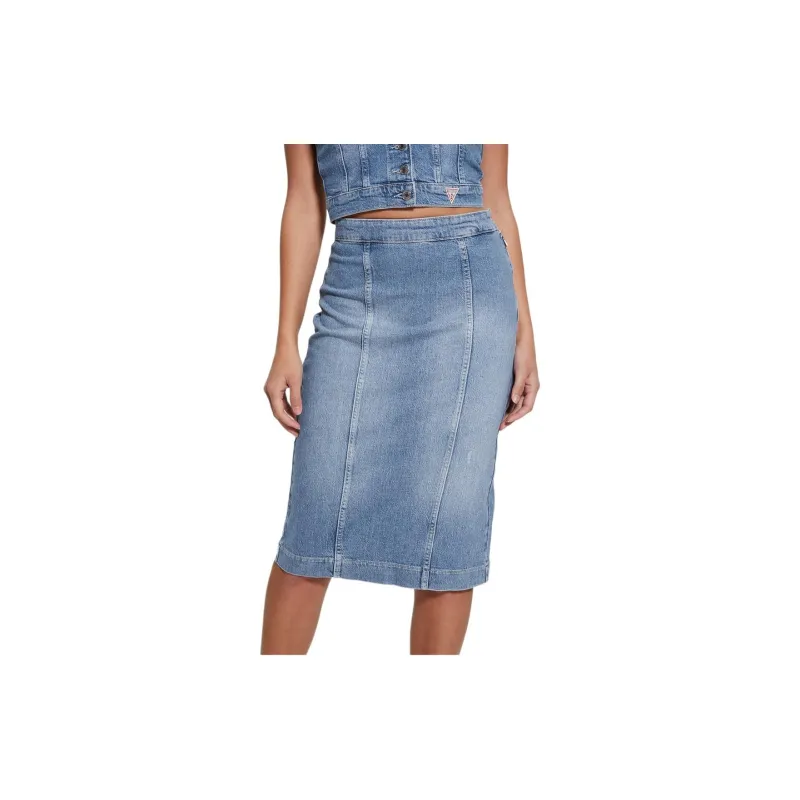 GUESS Denim Long Skirts Women's Blue-1