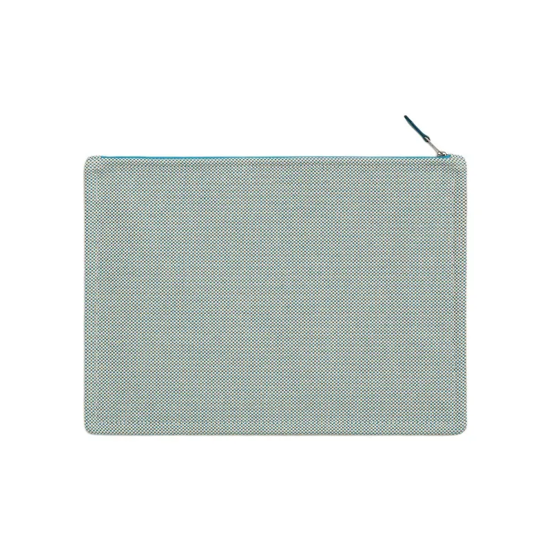 HERMES Cotton Storage Bag Clutch Tubas Women's Teal & Pebble Gray-1