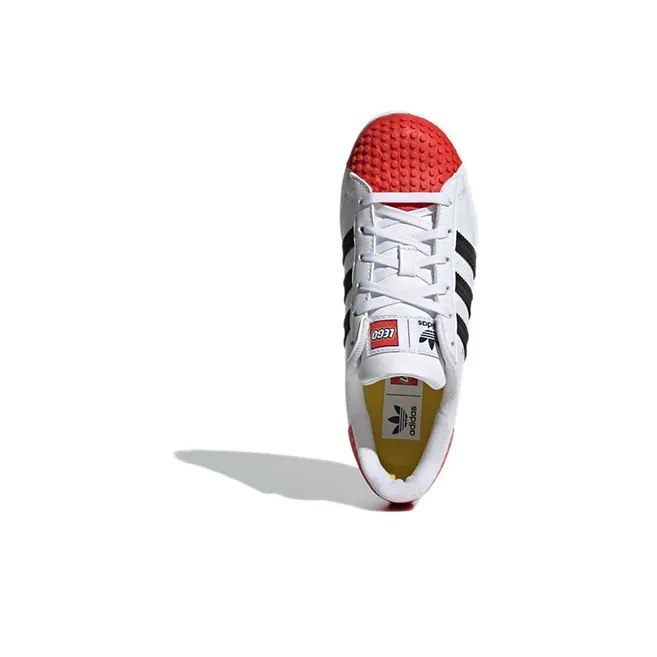 LEGO x Adidas Originals 360 J Abrasion Resistant Low Top Skateboard Shoes White Black Red Teenagers-4