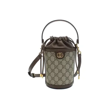 GUCCI Ophidia Canvas With Leather Canvas Bag Bucket Bag Shoulder Bag Crossbody Bag Handbag Mini Women's Brown