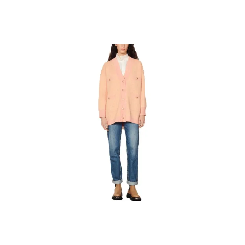 Sandro Velvet-feel Coat Women's Light Orange-2