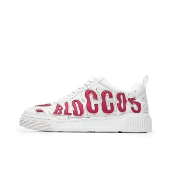 BLOCCO5 Letter Shoes Stylish Skateboarding Shoes Unisex Red White