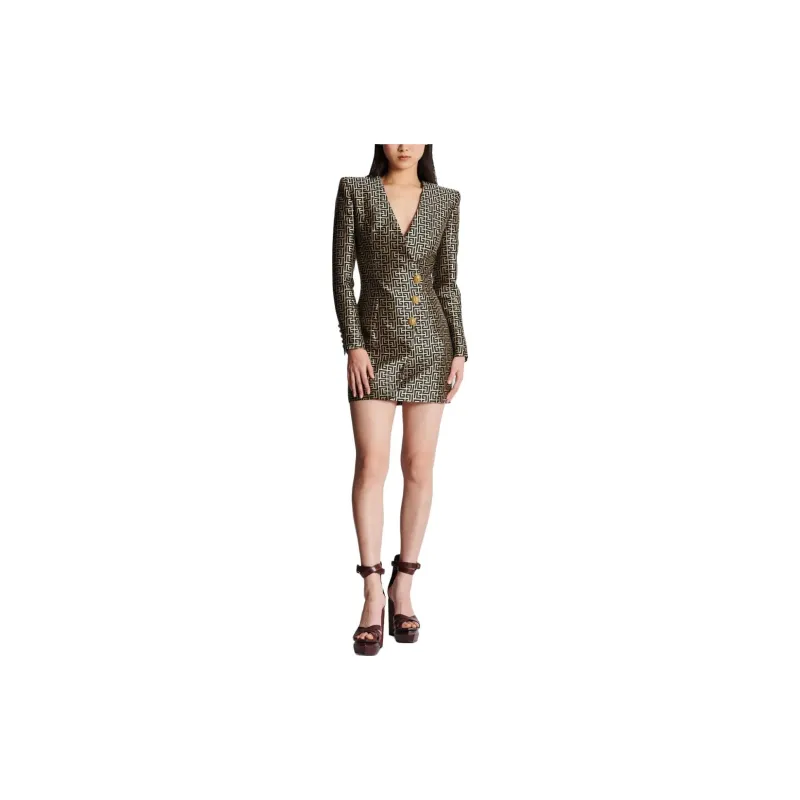 BALMAIN Monogram print Blazer Minidress-1