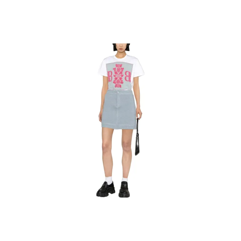 Barrie Contrast stitch Mini Skirt-1