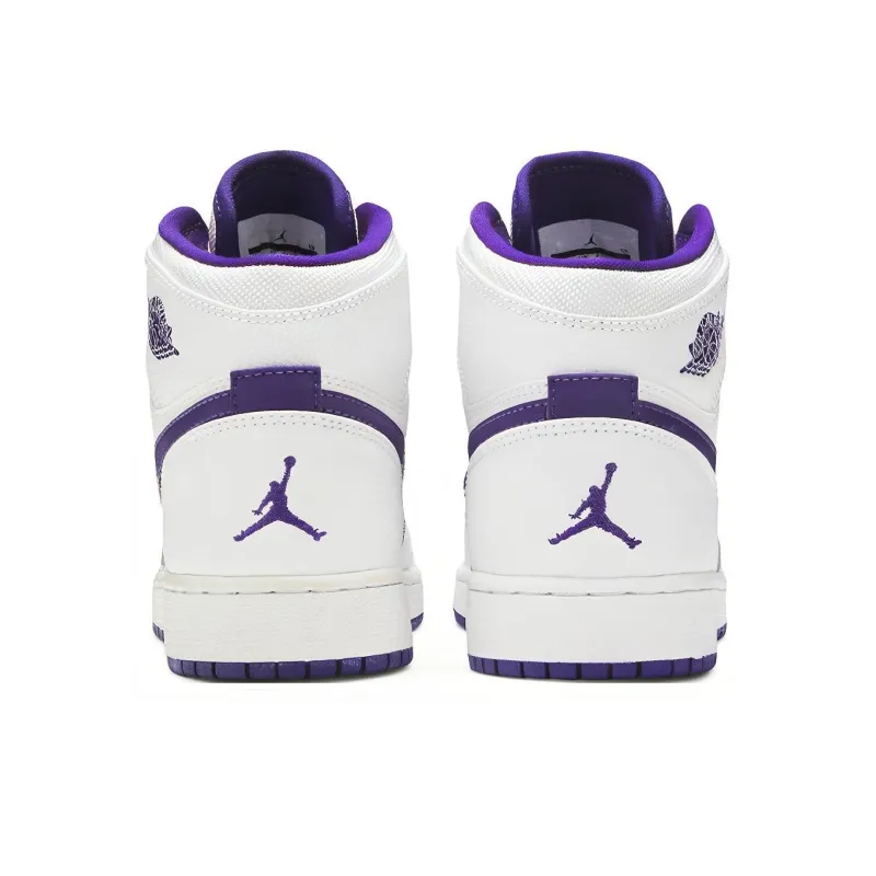 Jordan Air Jordan 1 Retro High Cushioning Balance Mid-Top Children's Basketball Shoes White Purple Teenagers-3