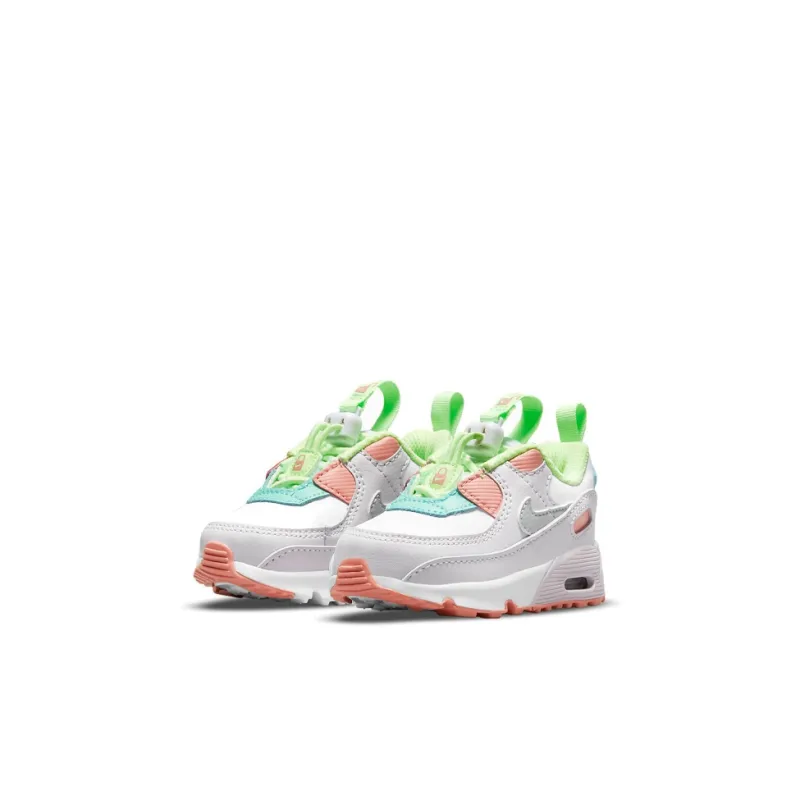 Nike Air Max 90 Toggle Abrasion Resistant Low Top Toddler Shoes White Green Orange Infant And Toddler-2