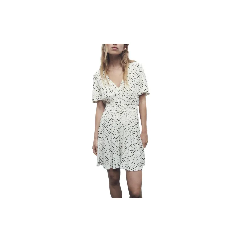 ZARA Short-Sleeved Dresses Women's White-1