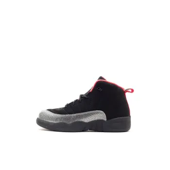 Jordan Air Jordan 12 Retro High Top Children's Basketball Shoes Black Silver Red Children Aged 3 7 Years Old