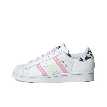 Adidas Originals SUPERSTAR J Abrasion Resistant Low Top Kids' Skateboarding Shoes Pink Green White Teenagers