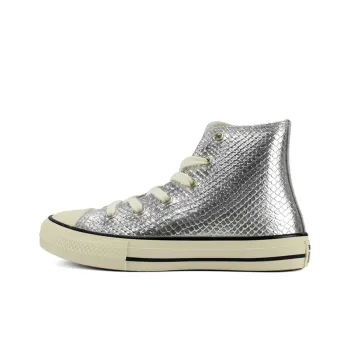 Converse Chuck Taylor All Star Anti-Slip Wear-Resistant High-Top Kids Canvas Shoes Silver Teenagers