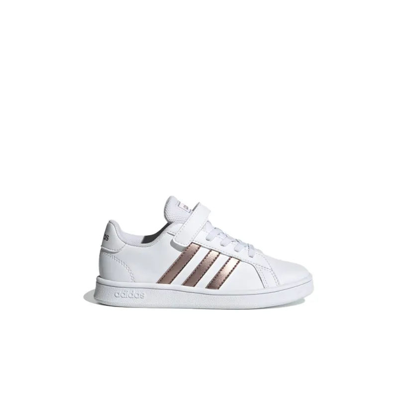 Adidas Neo GRAND COURT Low Top Kids' Skateboarding Shoes White Gold Children Aged 3 7 Years Old-1