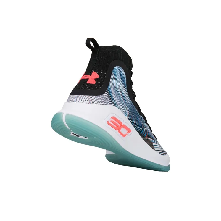 Under Armour Curry 4 Curry 4 Abrasion Resistant High Top Children's Basketball Shoes Black White Unisex-4