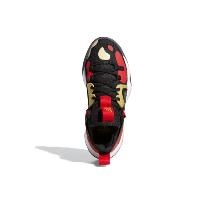 Adidas Harden Stepback 2 J Abrasion Resistant Mid Top Children's Basketball Shoes Black Red Brown Teenagers-3
