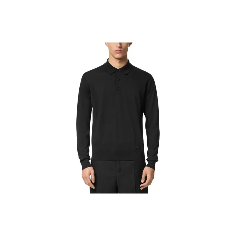 VERSACE Long Sleeved Knitted Polo Shirt-1