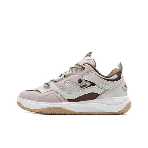 XTEP Kailang Skateboard Shoes Women's Low-Top Off-white Gray/Pink Brown/Barley Brown