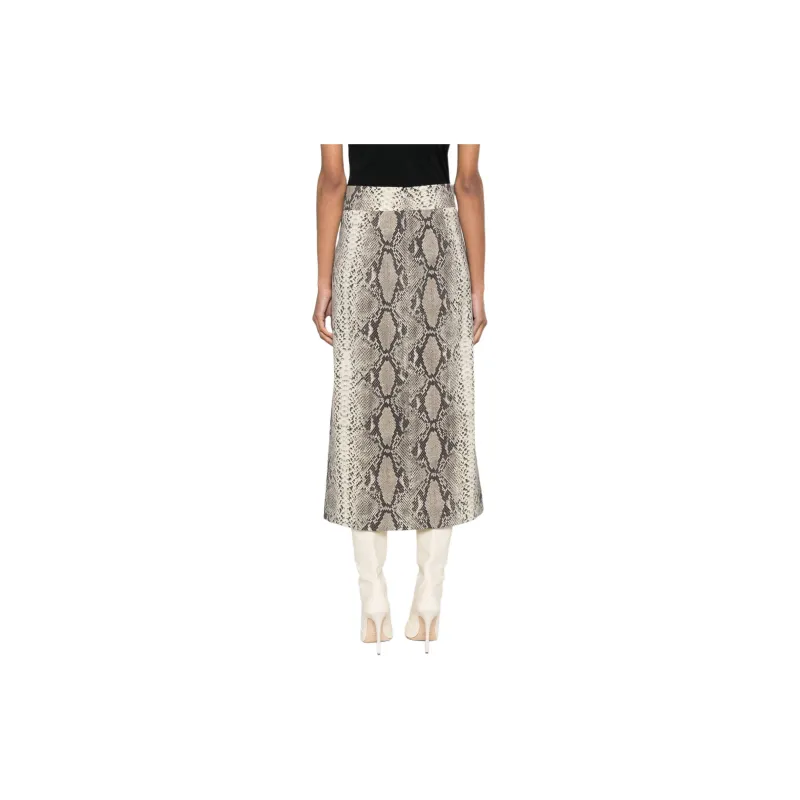 Alberto Biani Snakeskin print High waist Midi Skirt-3