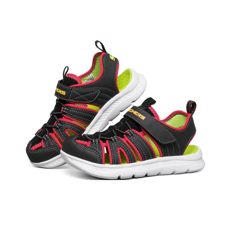 Skechers Slip Resistant, Abrasion Resistant, Breathable Children's Sandals Black Red Teenagers-2