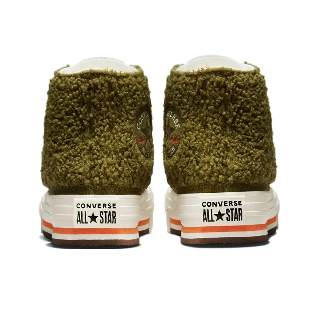 Converse Chuck Taylor All Star   Sherpa EVA Platform High GS 'Dark Moss Bold Mandarin'-4