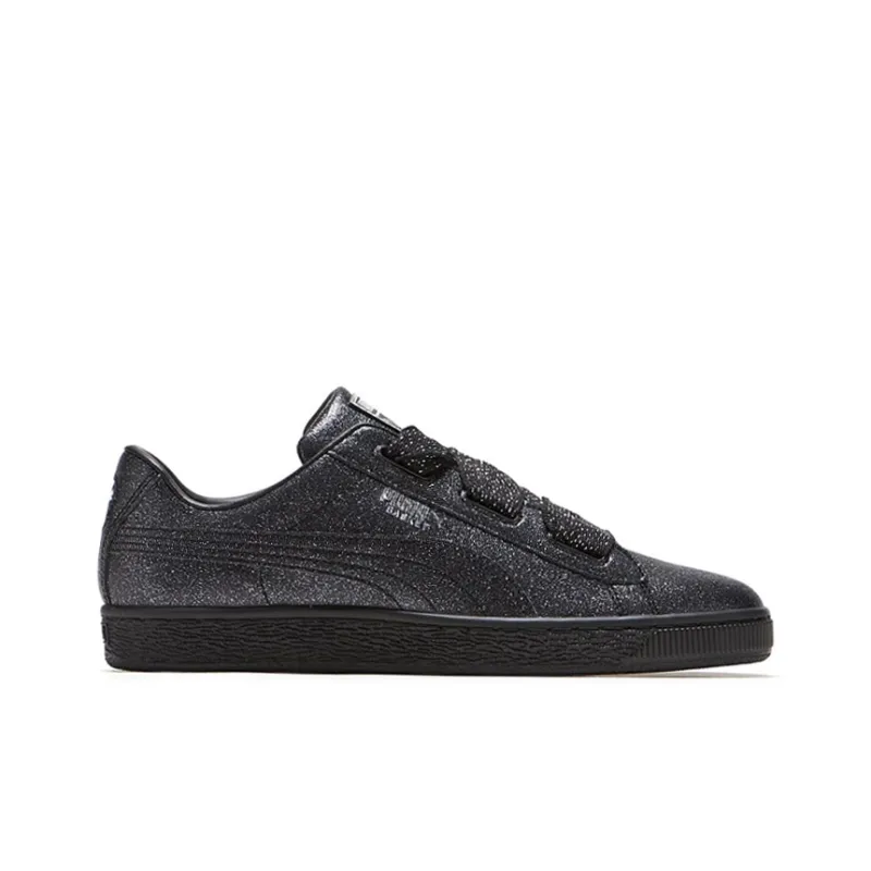 PUMA Basket Series Heart Silver Low-Top Kids' Skateboarding Shoes Black Teenagers-1