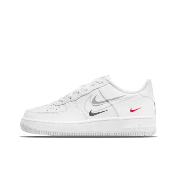 Nike Air Force 1 Low Multi Swoosh White Particle Grey Photon Dust Bright Crimson GS