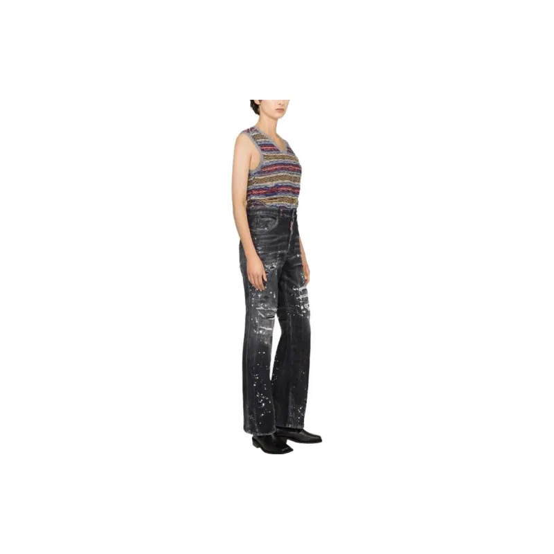 DSQUARED 2 Distressed Paint Splattered Bootut Jeans-3