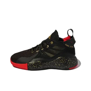 Adidas D Rose 773 J Slip Resistant Cushioning Wear Resistant Low Top Basketball Shoes Black Red 2020 Edition Teenagers
