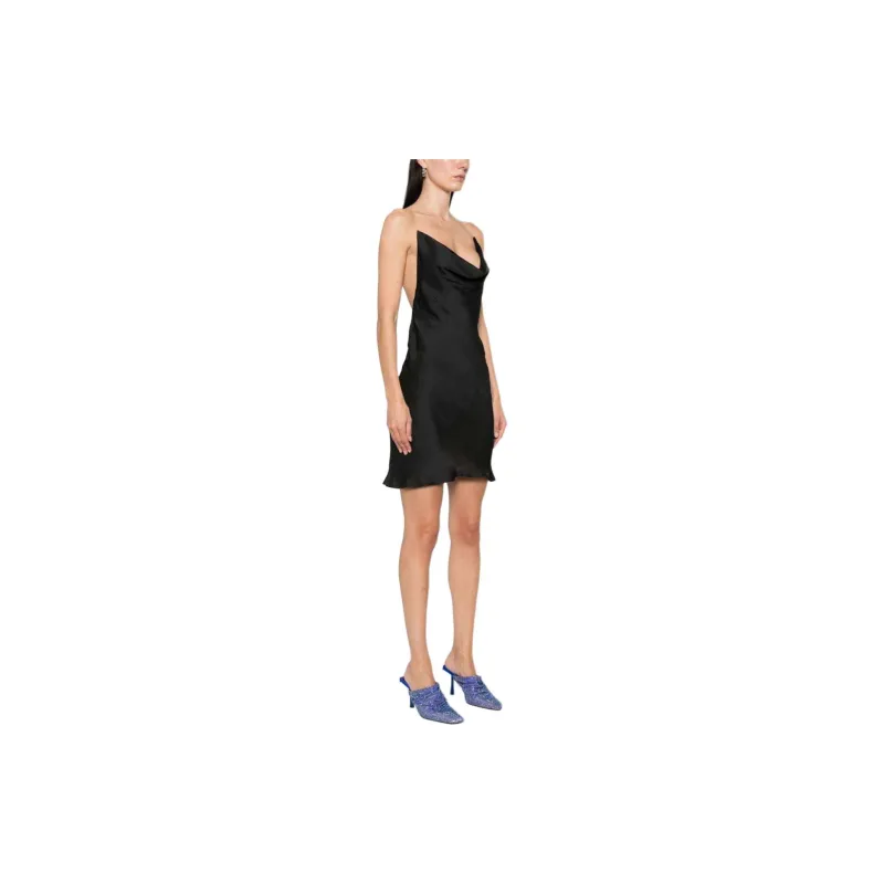 Y/Project V Neck Ruffled Satin Mini Dress-1