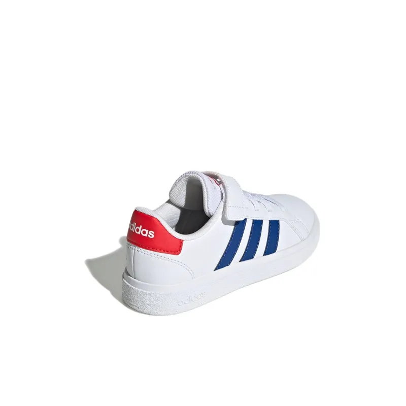 Adidas Neo GRAND COURT 2.0 EL K Abrasion Resistant Low Top Skateboard Shoes White Blue Red Kids'-3