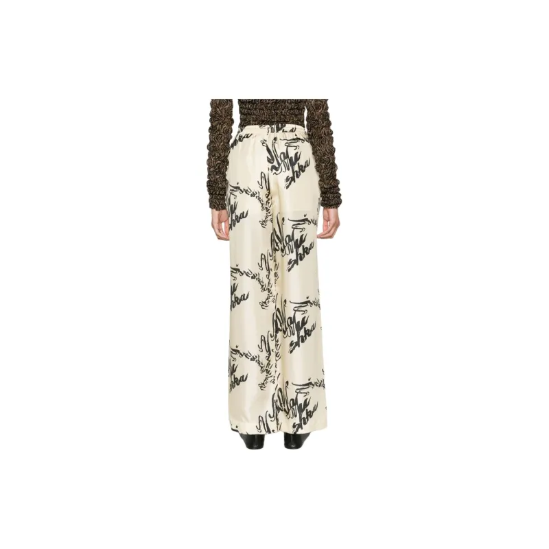 NANUSHKA Jarine Calligraphy print Silk Trousers-1