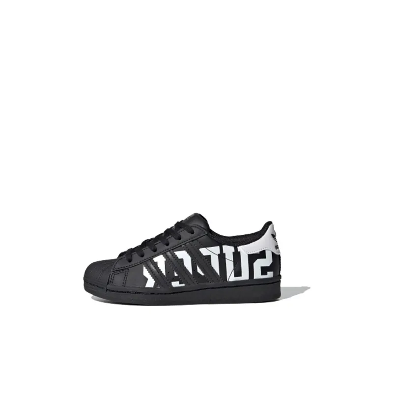 Adidas Originals Superstar Series C Slip Resistant Low Top Kids' Skateboarding Shoes Black Children Aged 3 7 Years Old-0