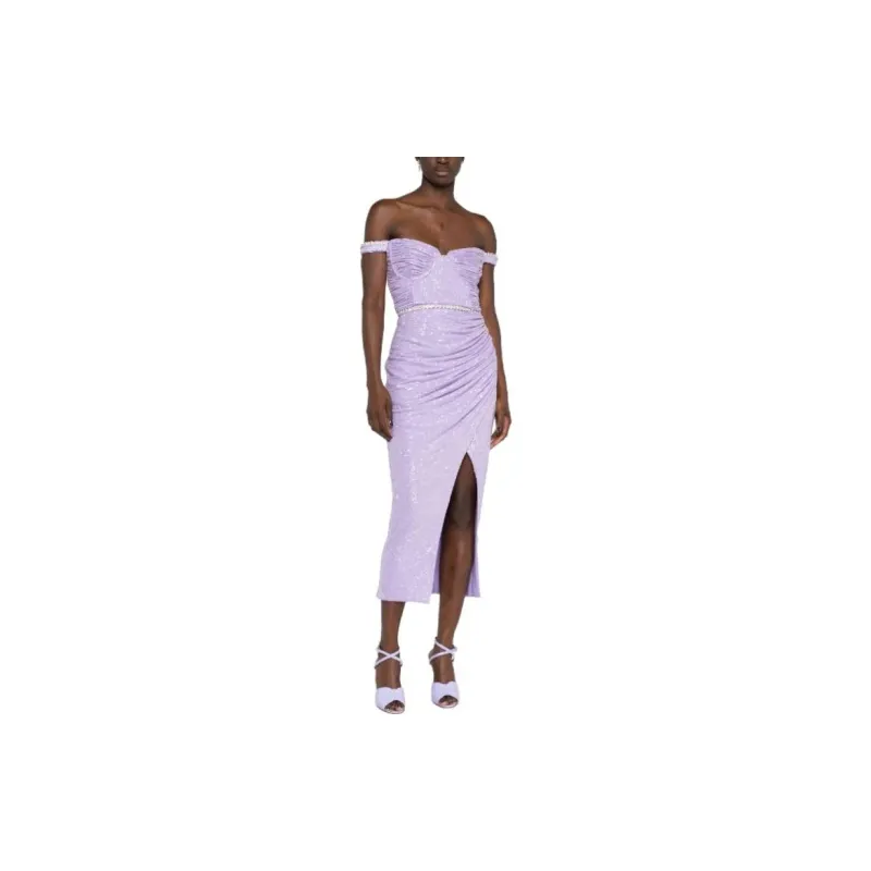 Self portrait Sequin embellished Off shoulder Midi Dress-2