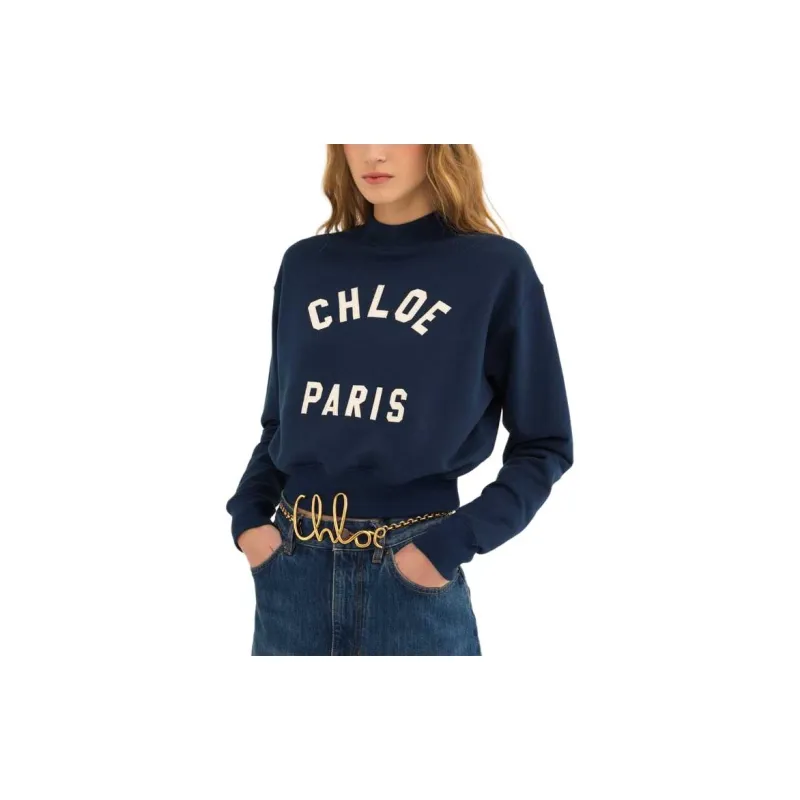 Chloé Logo Printed Mock Neck Sweatshirt-3