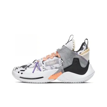 Jordan Why Not Zer0.2 SE GS Mid Top Children's Basketball Shoes Gray Orange Teenagers