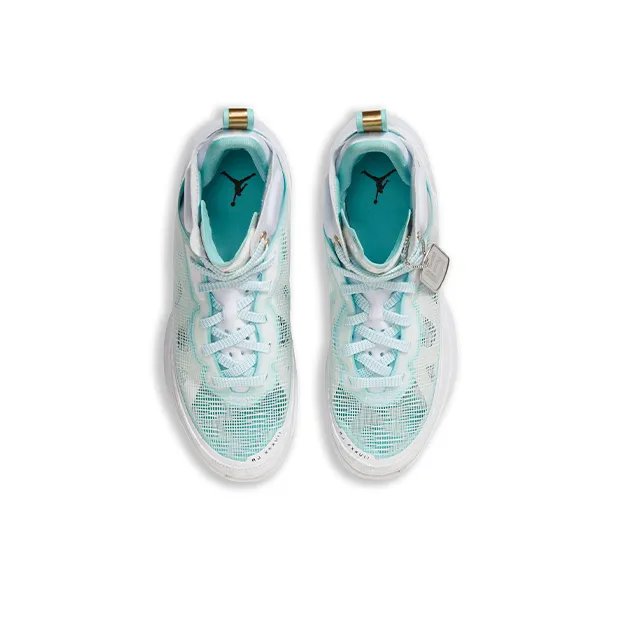 Jordan 37 'GUO' High Top Children's Basketball Shoes White Mint Blue Asian Version Unisex-2