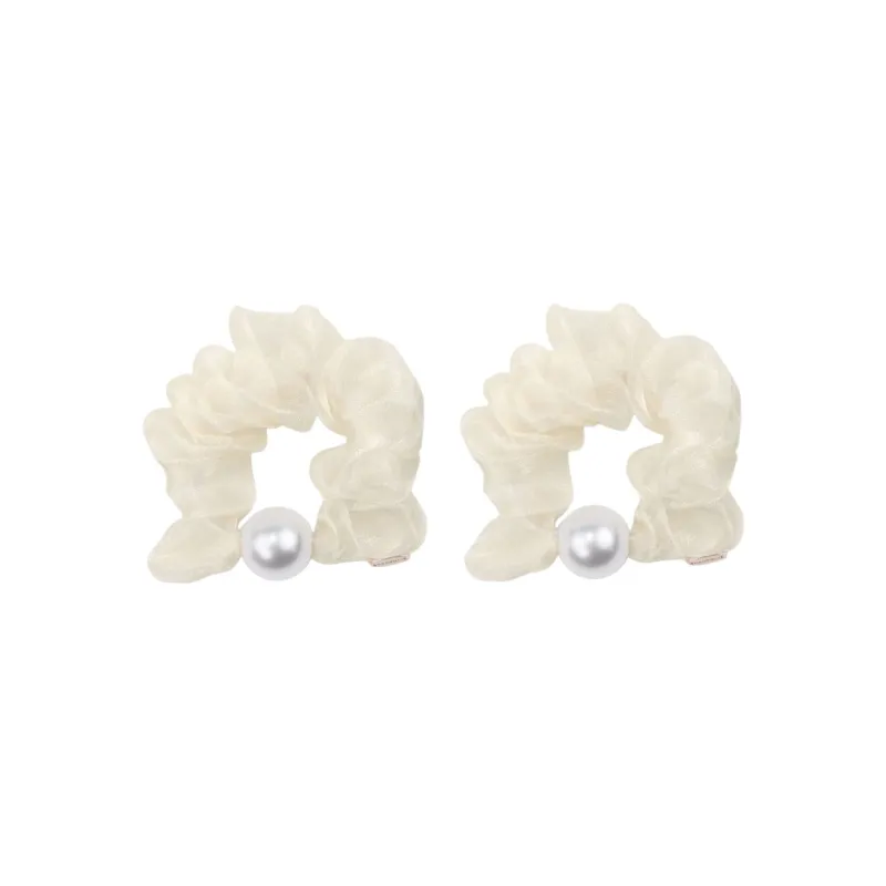 BABYBEI Pleated Ethereal Sweet Style Minimalist Style Advanced Gentle Black Beige Hair Tie Women's-5