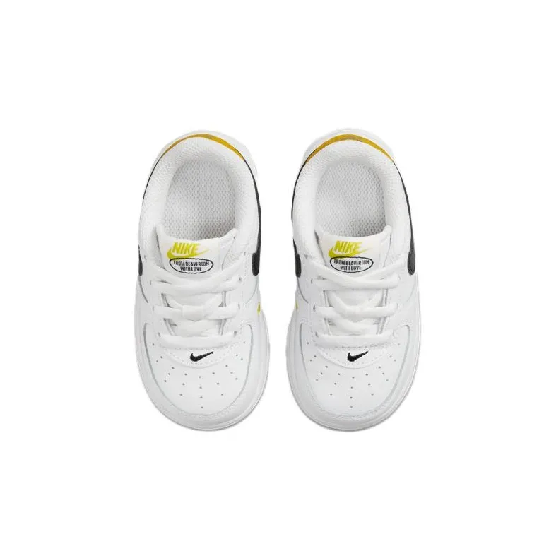Nike Air Force 1 LV8 Anti Slip Wear Resistant Low Top Skateboard Shoes White Black Yellow Infant And Toddler-3