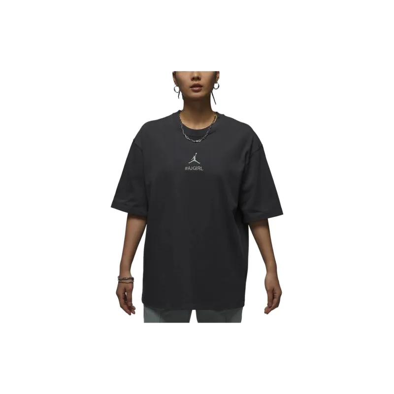 Jordan Drop Shoulder Sleeve T Shirt Women's Black-2