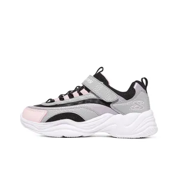 Skechers Girls Anti-Slip And Wear-Resistant Anti-Kick Cushioning Kids Lifestyle Shoes Black Gray Pink Teenagers