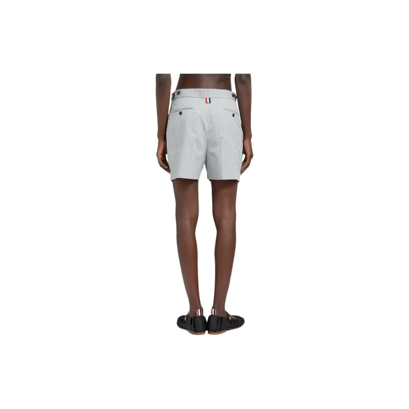 THOM BROWNE Striped Seersucker Shorts-3